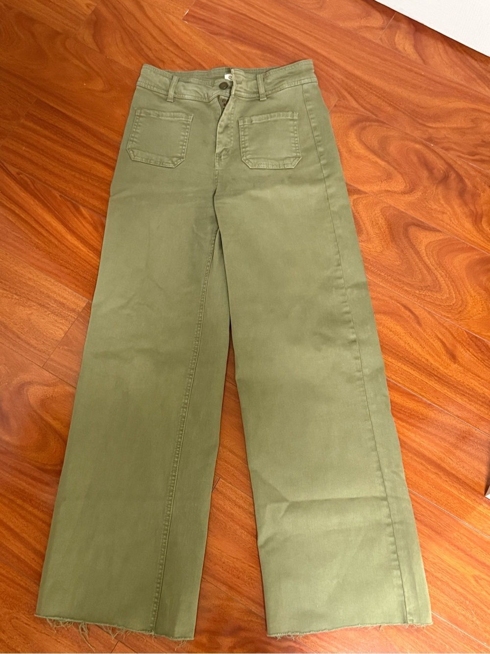 High-Rise Wide Leg Jeans in Olive Green
